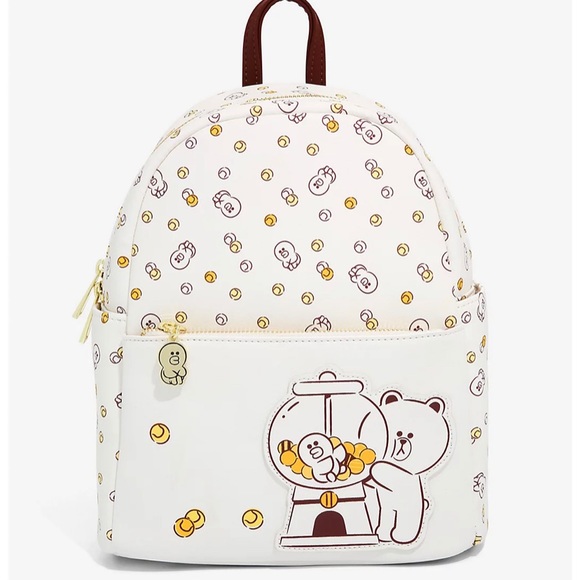 Brown and Friends faux leather mini backpack/ and free pair of matching socks main image 8